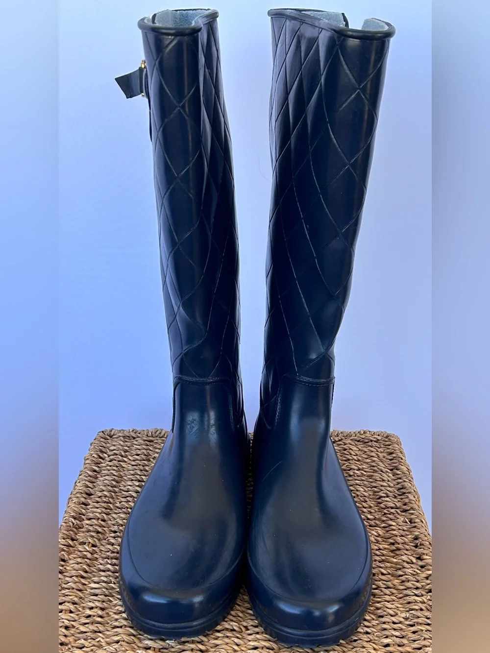 Sperry Top-Sider Women’s Pelican Navy Quilted Rain Boots Gold Buckle Size 9‎